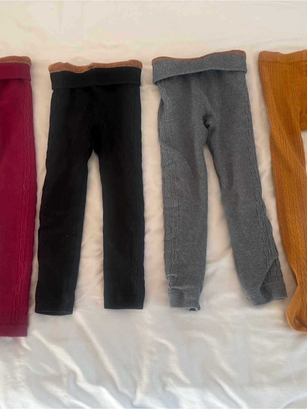Kids Cable-Knit Thermal Leggings - Black and Gray